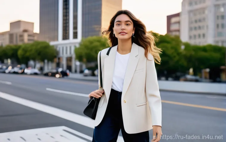 패션디자인과 패션매거진 - **Prompt:** A confident, stylish young woman, in her mid-20s, walks gracefully down a bustling metro...