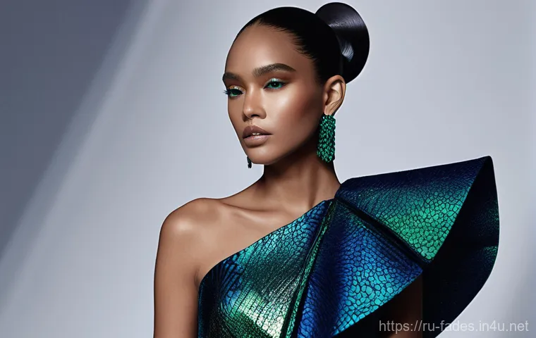 패션디자인과 패션매거진 - **Prompt:** A confident, stylish young woman, in her mid-20s, walks gracefully down a bustling metro...