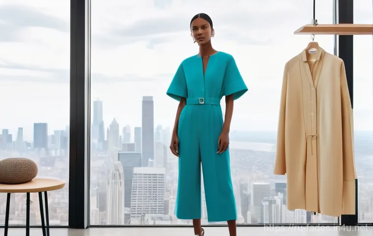 패션디자인과 패션인터뷰 - **Prompt:** A young, focused fashion designer (gender-neutral, early 30s) dressed in a chic, comfort...