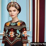 패션디자인과 브랜드 히스토리 - **Prompt 1: Russian Heritage Meets Modern Elegance**
    A young woman in her early twenties, exudin...