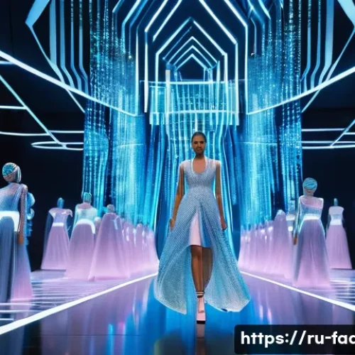 패션디자인과 메타버스 - A hyper-realistic depiction of a groundbreaking metaverse fashion show. Diverse digital avatars, eac...