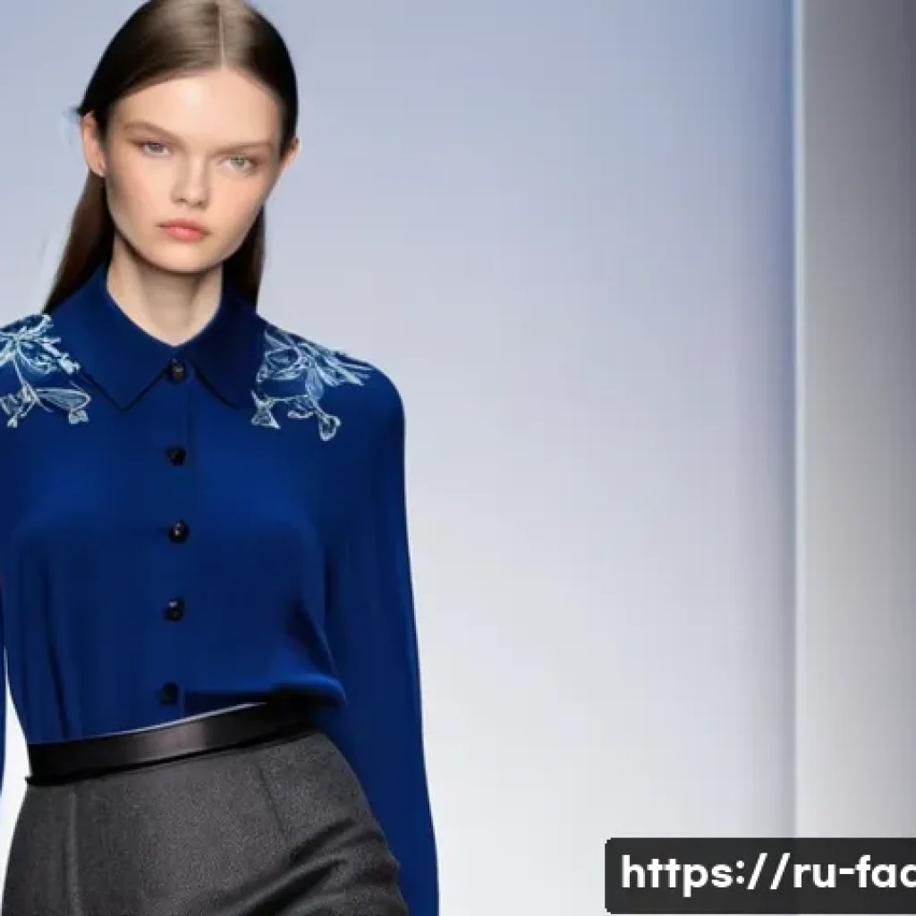 패션디자인과 패션프레젠테이션 - A high-fashion runway scene featuring a model wearing an elegant ensemble that highlights the interp...