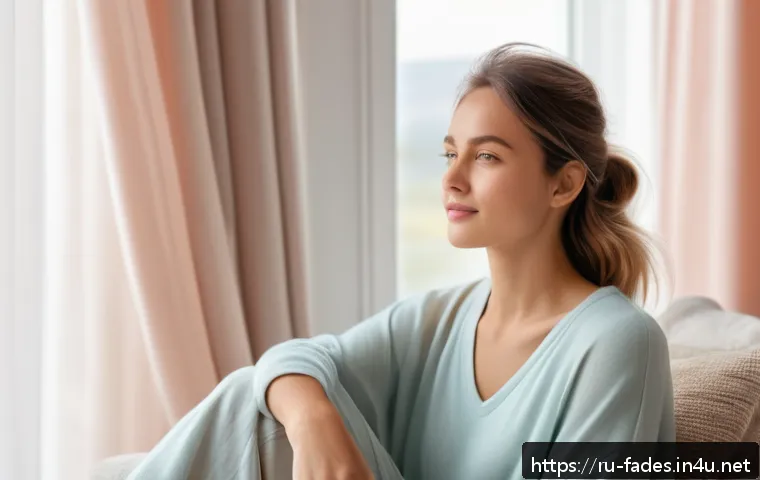 패션디자인과 소비자 심리 - A stylish young woman in her mid-20s, dressed in comfortable pastel-colored loungewear, sitting peac...