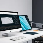 Home 18 패션 디자인 소프트웨어 - A modern fashion designer’s workspace showcasing digital clothing design software on a high-resoluti...